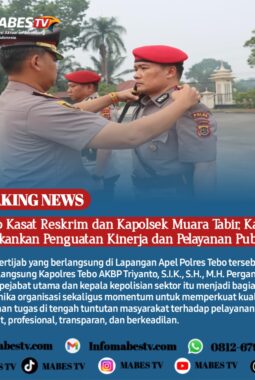 Sertijab Kasat Reskrim dan Kapolsek Muara Tabir, Kapolres Tebo Tekankan Penguatan Kinerja dan Pelayanan Publik