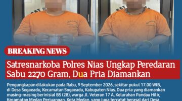 Satresnarkoba Polres Nias Ungkap Peredaran Sabu 22,70 Gram, Dua Pria Diamankan