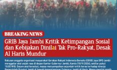 GRIB Jaya Jambi Kritik Ketimpangan Sosial dan Kebijakan Dinilai Tak Pro-Rakyat, Desak Al Haris Mundur