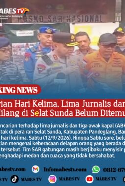 Pencarian Hari Kelima, Lima Jurnalis dan Tiga ABK Hilang di Selat Sunda Belum Ditemukan
