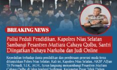Polisi Peduli Pendidikan, Kapolres Nias Selatan Sambangi Pesantren Mutiara Cahaya Qolbu, Santri Diingatkan Bahaya Narkoba dan Judi Online