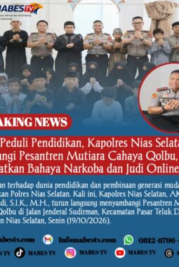 Polisi Peduli Pendidikan, Kapolres Nias Selatan Sambangi Pesantren Mutiara Cahaya Qolbu, Santri Diingatkan Bahaya Narkoba dan Judi Online